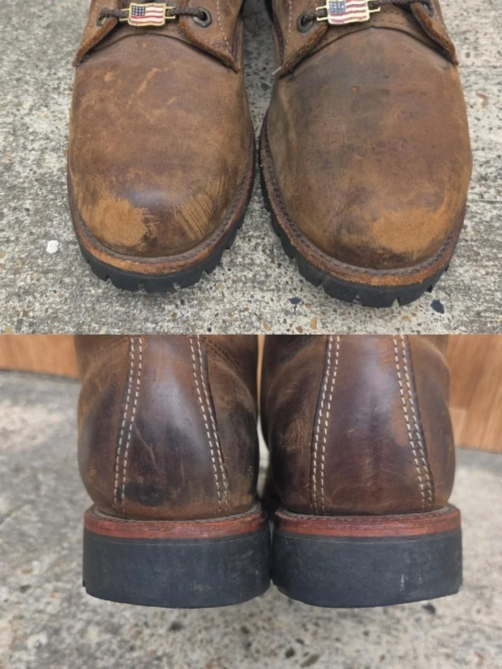 Brown Leather Chippewa Boots Size 12 Soft Toe